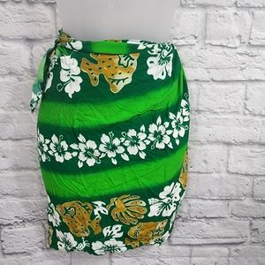 SATNAM VTG Hawaiian Hibiscus Tropical Print Theme Wrap Swim Sarong Cover…